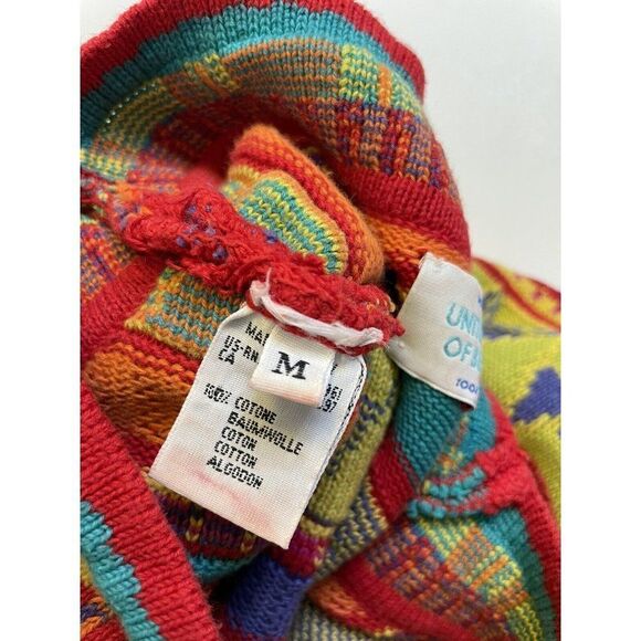VINTAGE United Colors Of Benetton Knit Sweater Women Medium Multicolor Italy 90s - Picture 6 of 7